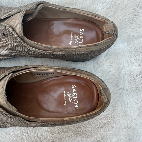 Sartori Gold leather oxfords Italian handmade slip on loafers EU 38 US 7-7.5 - Picture 8 of 14